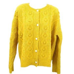 R.D. Style Yellow Cable Knit Button Cardigan